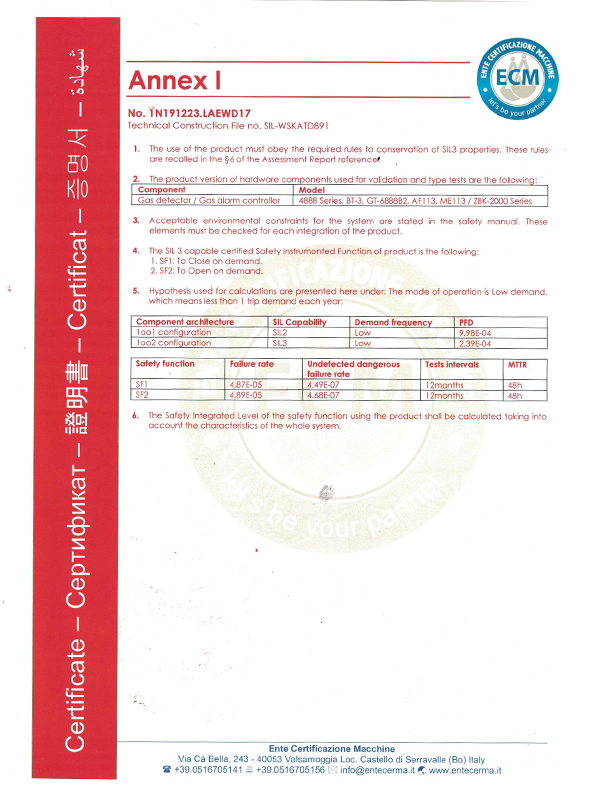 SIL3功能安全認(rèn)證證書